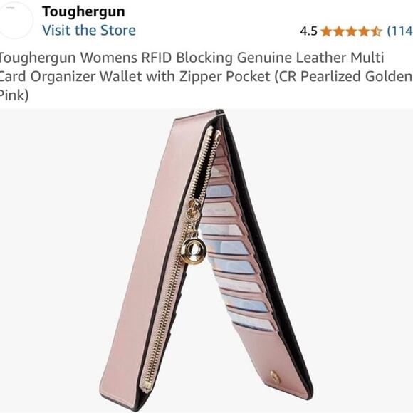 Toughergun Womens RFID Blocking Multi Card Organizer Wallet with Zipper Pocket - Picture 8 of 12